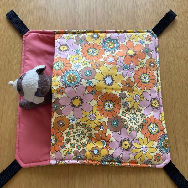 SALEキャナ丸はうす OP103Mフェレット用ハンモック レトロフラワー/イエロー