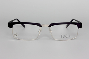 【未使用・新品】NIK03 ニックゼロスリー メタル フルリム ブラック/バイオレットマッド NK470 C-6 53□17 135 MADE IN ITALY