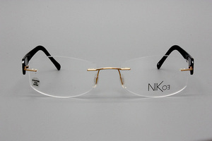 【未使用・新品】NIK03 ニックゼロスリー ツーポイント ゴールド/ブラック NK477 C-9JP 53□18 135 MADE IN ITALY