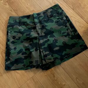 ダンスウィズドラゴン レディース ゴルフウェア ショートパンツ サイズ1 迷彩カモフラ 総柄