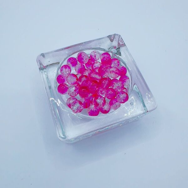 ガラスビーズ クラックビーズ 6mm 約100個 大量 海外輸入品 ハンドメイド パーツ ビーズ【ピンクグラデーション】