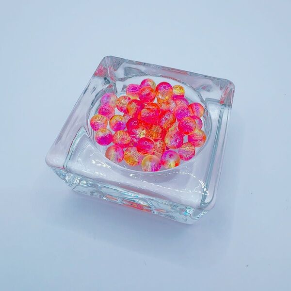 ガラスビーズ クラックビーズ 6mm 約100個 大量 海外輸入品 ハンドメイド パーツ ビーズ【イエローグラデーション】