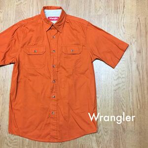 USA古着〈Wrangler〉ラングラー◆メンズ size S / オレンジ系 半袖シャツ コットンシャツ トップス シンプル 無地 アメカジ☆