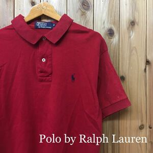 90s〈Polo by Ralph Lauren〉ポロ ラルフローレン◇size M / 赤 半袖 ポロシャツ トップス 柔らかコットンシャツ☆ ☆USA古着