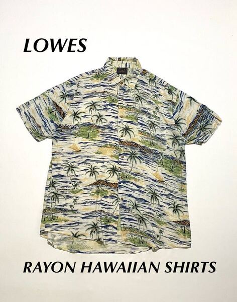 90’s~00’s LOWES 総柄 アロハシャツ ハワイアン aloha Hawaiian XL アメカジ トロピカル☆ビンテージVintage 古着卸 激安 大量出品中