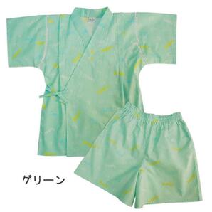 ☆新品未使用☆ 130 甚平2点セット 94037 女の子 キッズ グリーン 猫柄 ねこ ネコ 猫