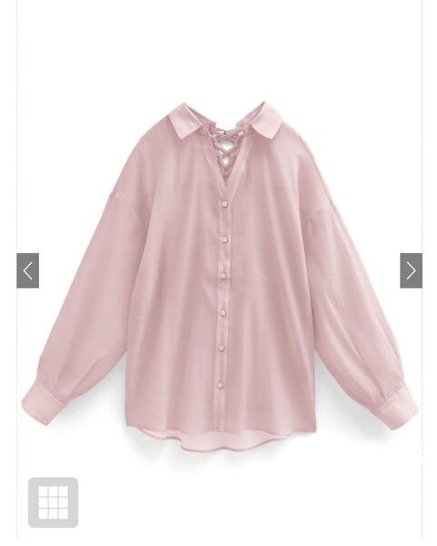 グレイル 楊柳シフォンバックレースアップシャツ 長袖