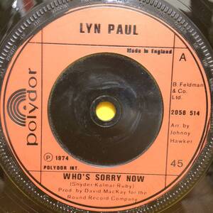 EP■LYN PAUL■WHO'S SORRY NOW■'74■UK盤■即決■洋楽■レコード