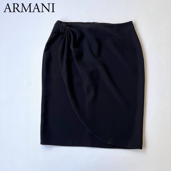 美品 ARMANI COLLEZIONI アルマーニコレツォーニ タイトスカート 膝丈スカート ラップ風デザイン レディース
