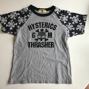 ★Hysteric mini(ヒステリック　ミニ）★男女兼用　半袖Ｔシャツ　１２０ｃｍ　グレー×黒