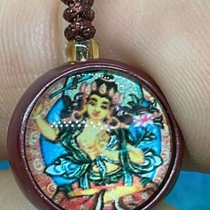 美品 紫金砂 辰砂 文殊菩薩 両面 唐ペンダント2984-1/3