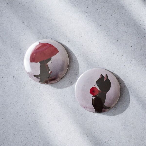 子猫の缶バッジ2個セット(44mm)