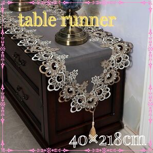 テーブルランナー シースルー 刺繍 花柄 エレガント カバー ピアノカバー