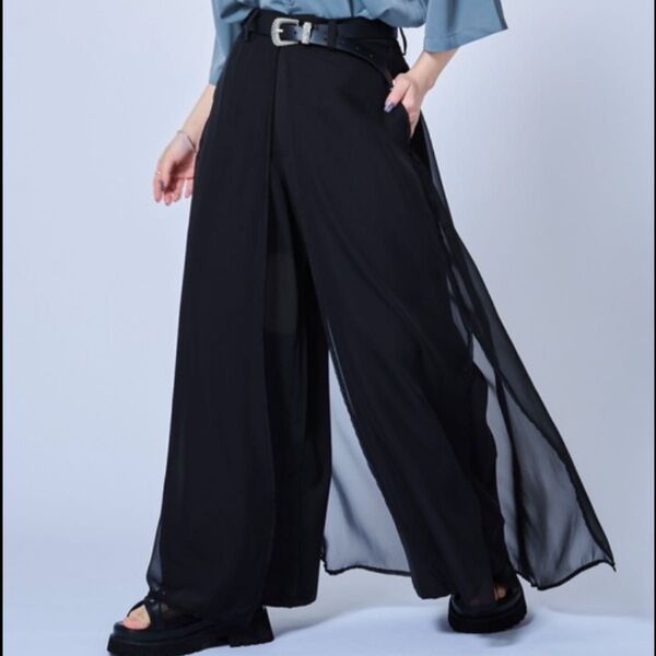 エルノロゼット ellnoloset ワイドパンツ 黒 ジェンダーレス シアー Mサイズ
