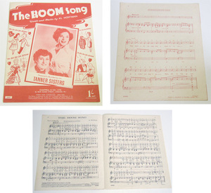 ヴィンテージ THE BOOM SONG - TANNER SISTERS 楽譜 /50s,ロカビリー,40s,アールデコ,SWING,AL HOFFMAN,LONDON,イギリス,英国,アンティーク