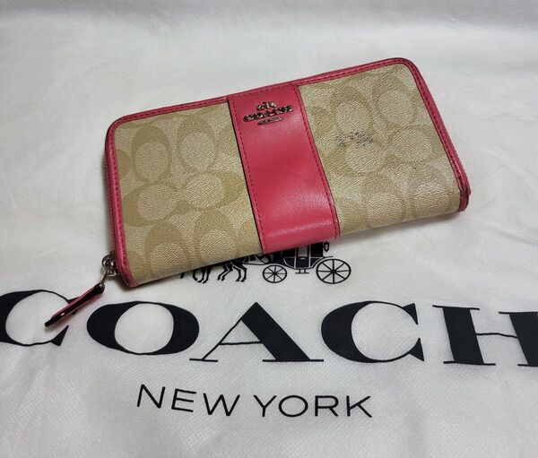 ◆COACH コーチ◆柄 シグネチャー ラウンド 長財布