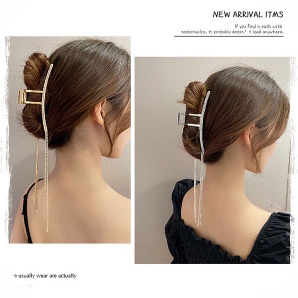 ヘアクリップ レディース コーデ 髪留め ヘアバンス アクセ プチプラ シルバー ゴールド ゴージャス キラキラ 韓国 オルチャン
