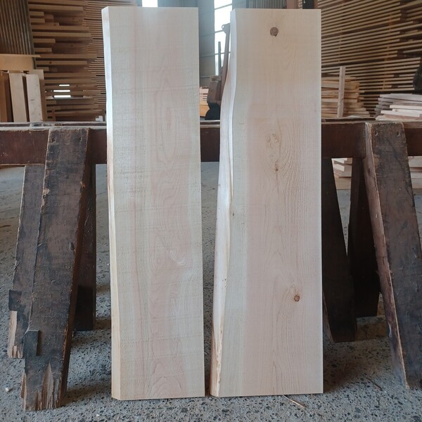 A-1795 国産ひのき 耳付板 2枚セット テーブル 棚板 看板 一枚板 無垢材 桧 檜 DIY
