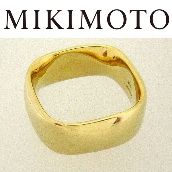 【mikimoto】リング K18 スクエア 地金 指輪 ミキモト