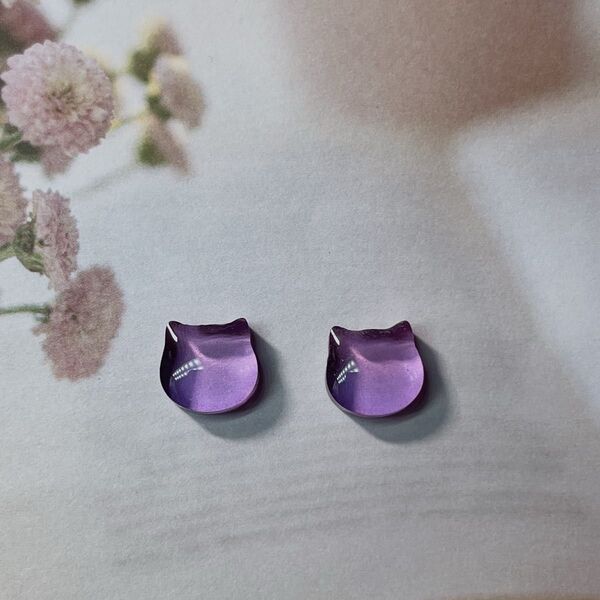 ハンドメイド*ピアスorノンホールピアス パープル