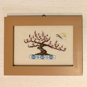 盆栽 ハンドメイド クロスステッチ クロスステッチ完成品 刺繍 インテリア 和柄 日本 JAPAN 敬老の日 プレゼント 蝶々 ミニ