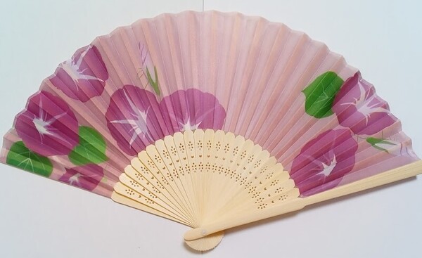 ★最後の1点です♪早い者勝ち!★【★高級品♪★ あさがお 扇子 布タイプ 21㎝ 天然竹使用】花 朝顔 アサガオ せんす 和 夏 うちわ