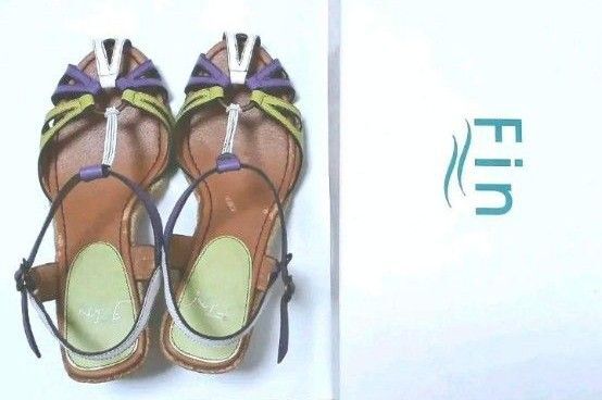 FIN カラフル ウェッジソールサンダル ヒール7㎝
