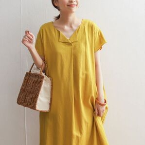 美品【アーバンリサーチドアーズ】きれい色リネン★麻素材ワンピース