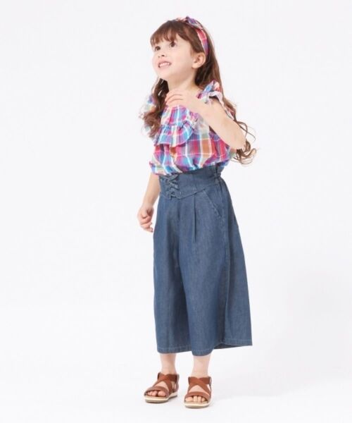 美品グローバルワーク 110トップス 半袖Tシャツ ノースリーブ キッズ チェック Mサイズ