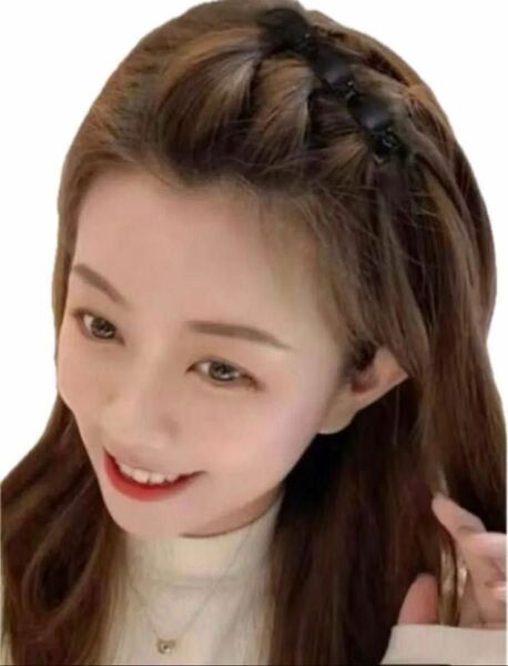 3連クリップ 編みこみ風 バレッタ ヘアクリップ 髪飾り マットカラー 1点