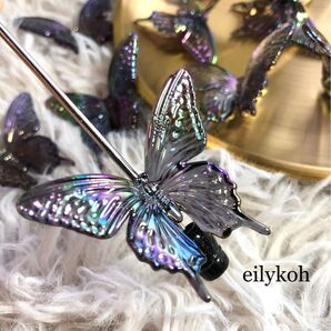 カスタムボールペン対応 4個/ブラック ABバタフライビーズ BE187B