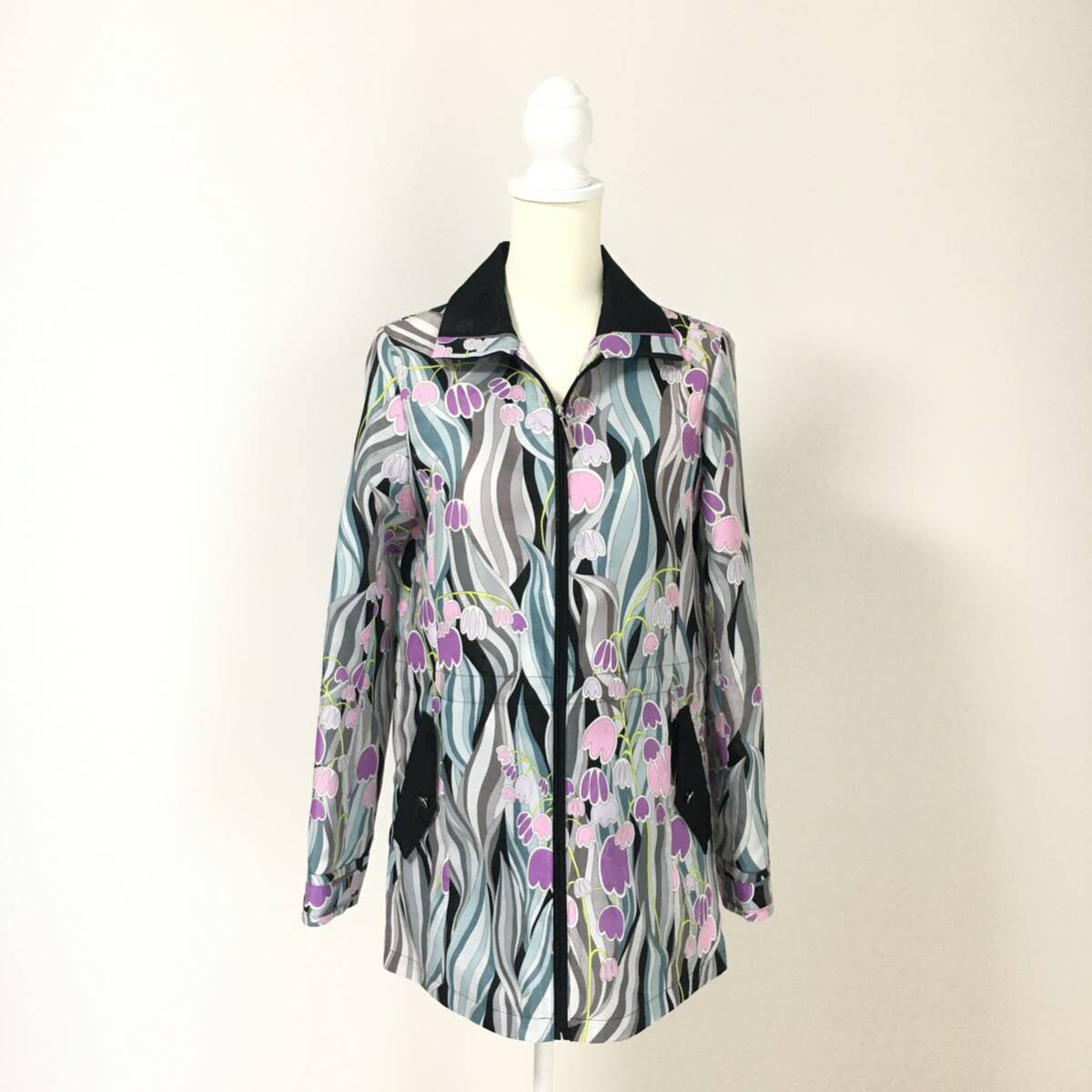 近年美品　LEONARD レオナール　チュニック丈　ブルゾン　アウター 近年美品 LEONARD レオナール チュニック丈 ブルゾン アウター