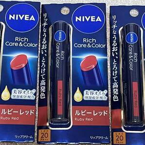 ■ 【3個セット】 ニベア リッチケア&カラーリップ ルビーレッド 2g×3