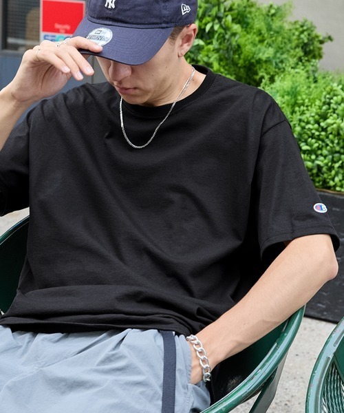 新品♪(チャンピオン)Champion ♪ アメカジ♪定番 Authentic T-SHIRTS/ コットン ワッペン Tシャツ(1/2スリーブ) ♪Lサイズ♪