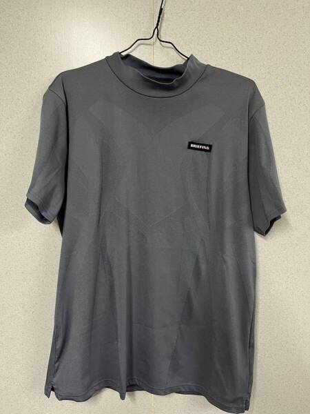 送料無料 美品 サイズL BRIEFING ブリーフィング HIGH NECK モックネック L ハイネック グレー ショートスリーブ 半袖 Tシャツ BRG231M04