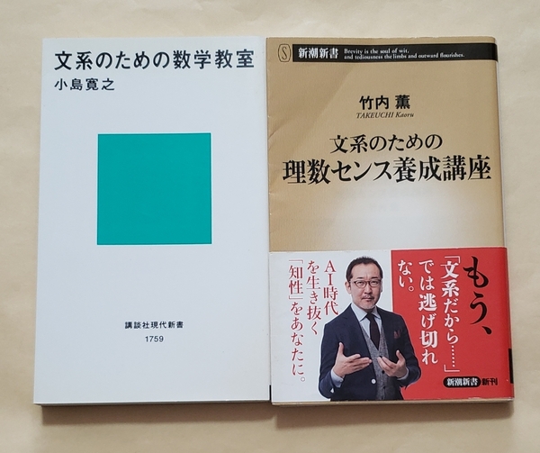 【即決・送料込】文系のための数学教室 + 文系のための理数センス養成講座 新書2冊セット