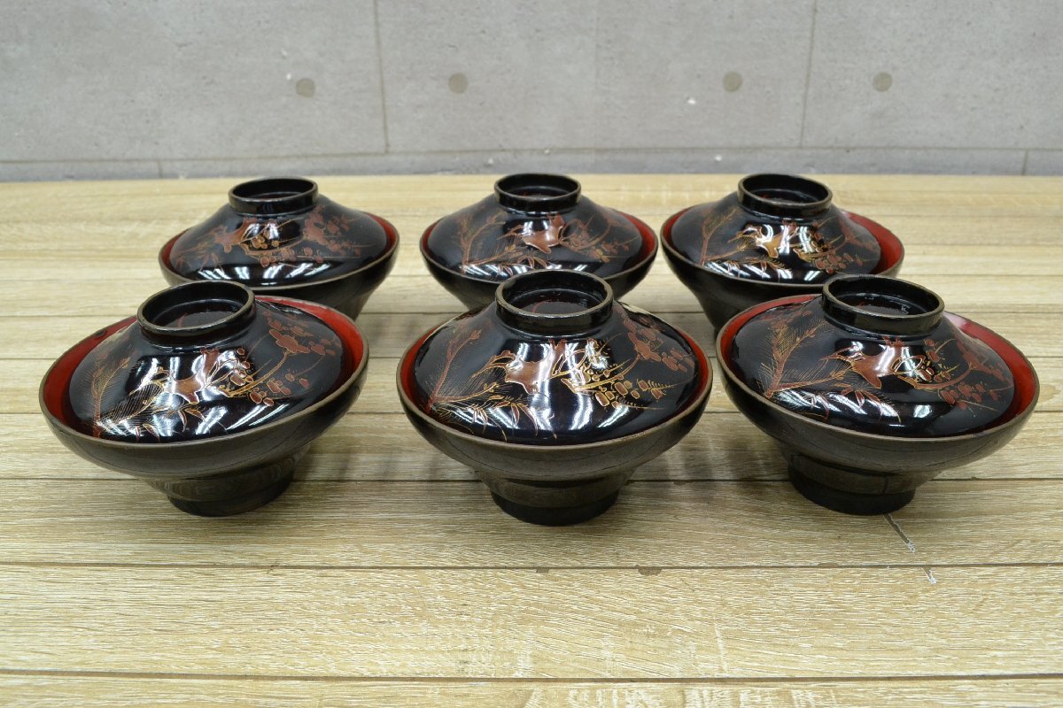 明治骨董旧家蔵出し　豪華黒塗り吸物椀　松鶴金蒔絵　明治参十参年購入　木製漆器二客 2025年最新】Yahoo!オークション -椀 明治時代の中古品・新品