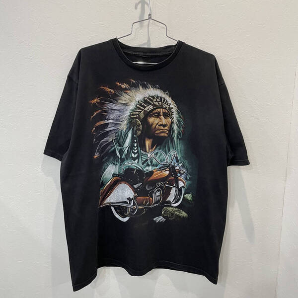 インディアン ネイティブアメリカン バイカー バイク 両面 Tシャツ サイズ XL