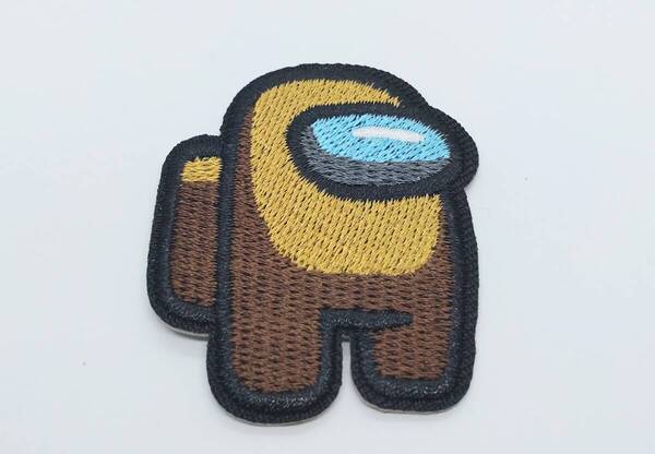 送料無料 アモングアス ブラウン ワッペン アップリケ のり付き 刺繍 アイロン アメリカン雑貨 スマアク