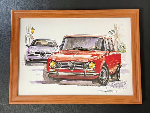 【BOW】額装品『Alfa Romeo Giulia Ti Super』 / B5サイズ 額入り イラスト 池田和弘 ポスターライクデザイン