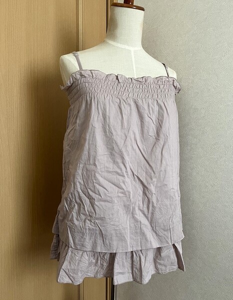 ☆【E Hyphen World gallery】チュニック キャミ ピンクパープル系 ギャザー フレア レディース☆