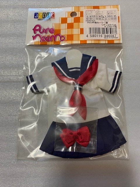 PNS 半袖セーラー服リボン&タイset (ネイビー×レッド) (ドール
