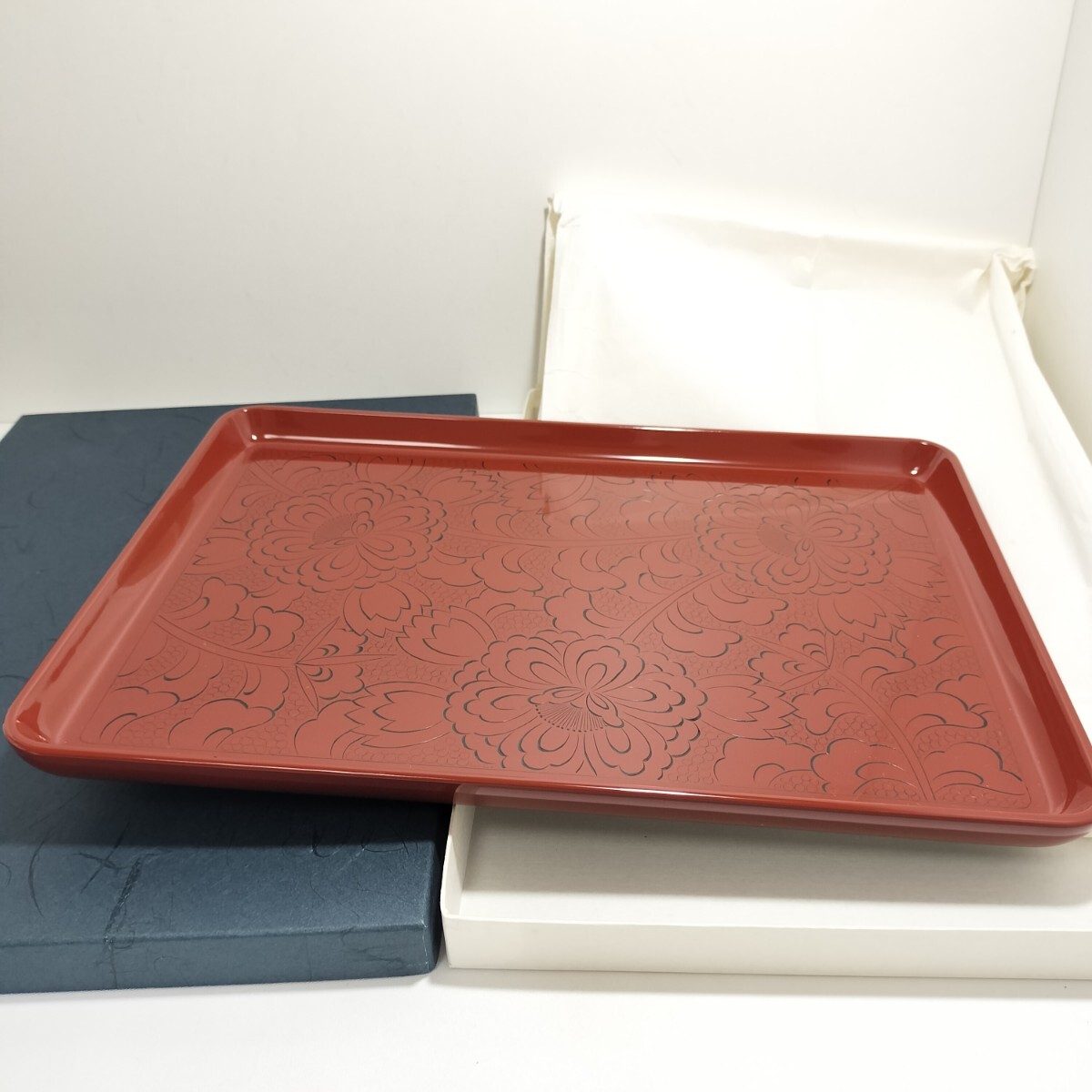 輪島塗 本堅地 木製 くかっ 長角盆/49cm×34cm×高さ3cm 輪島塗 本堅地 木製 くかっ 長角盆/49cm×34cm×高さ3cm