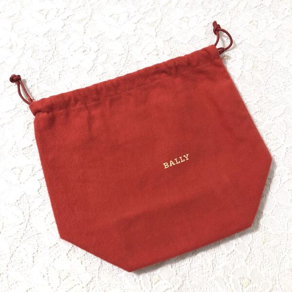 バリー「BALLY」小物用保存袋 (4249) 正規品 付属品 内袋 布袋 巾着袋 22×19×10cm 布製 レッド 布製