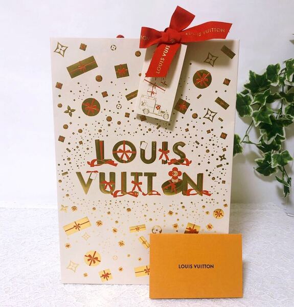 ルイヴィトン「LOUIS VUITTON」2023クリスマス限定ショッパー メッセージカード付き (4352) ショップ袋 ブランド紙袋 折らずに配送
