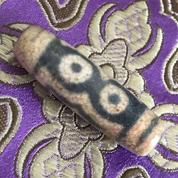 龍紋三眼天珠 本物 チベット天珠 西蔵収集物 年代物