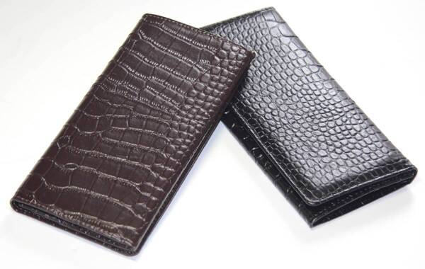 【決算大感謝祭特別SALE】【送料込み】【激安】【新品】【税込み】牛床革クロコダイル型押し 小銭入れ付き シンプルロングウォレット2色