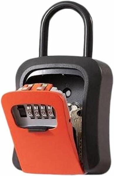 463【オレンジ】キーボックス 壁掛け ダイヤル式 鍵収納 セキュリティ
