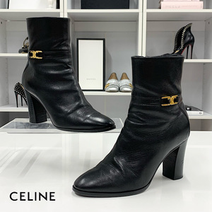 9975 Celine кожа Trio mf короткие сапоги черный