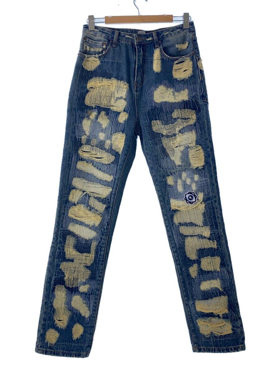WANNA◆L.F.S.E 55 DISTRESSED JEANS_ボトム/1/コットン/IDG/無地
